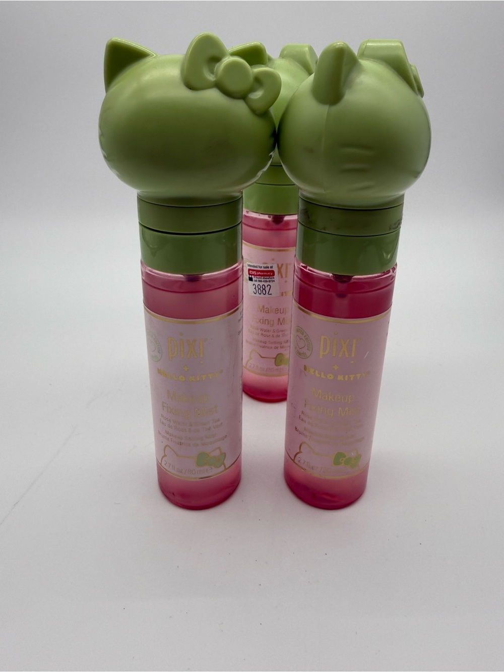 Pixi x Hello Kitty Makeup Fixing Mist - Pink Bottle with Green Kitty Cap - 3 PK